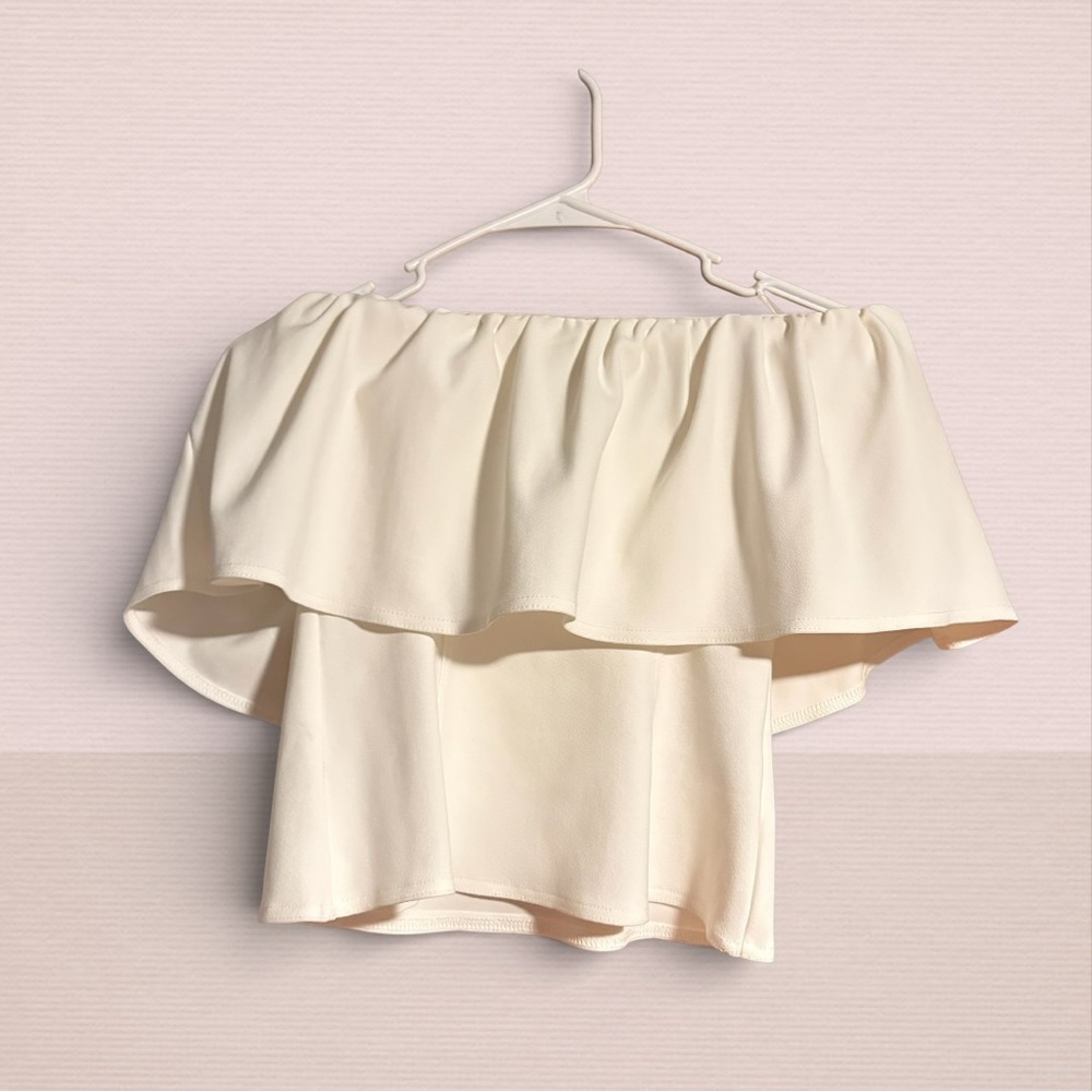 Zara White Off-Shoulder Crop Top